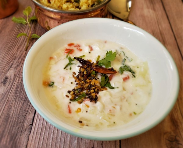 Tomato Onion Tadka Raita - Delicious yogurt-based salad.