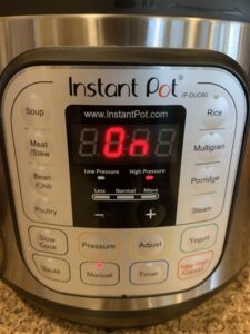 Cook on high pressure with vent closed for 4 minutes