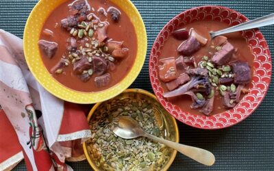 Purple Cauliflower & Sweet Potato Soup