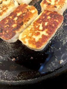 Pan Grilled Halloumi Cheese with Garlic